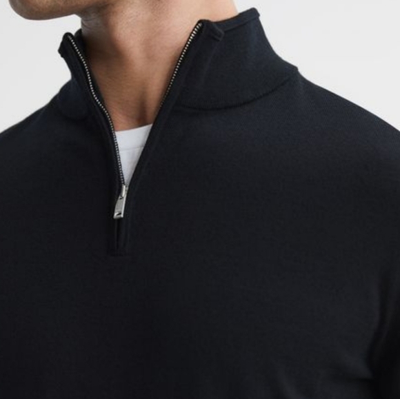 🖤BUY 2 GET 1 FREE  REISS BLACKHALL MERINO WOOL HALF ZIP FUNNEL NECK JUMPER - Picture 4 of 11
